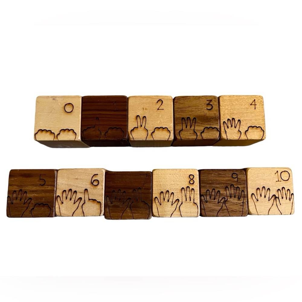 LIKE NEW - Montessori Handmade Wooden Number Blocks - 0-10